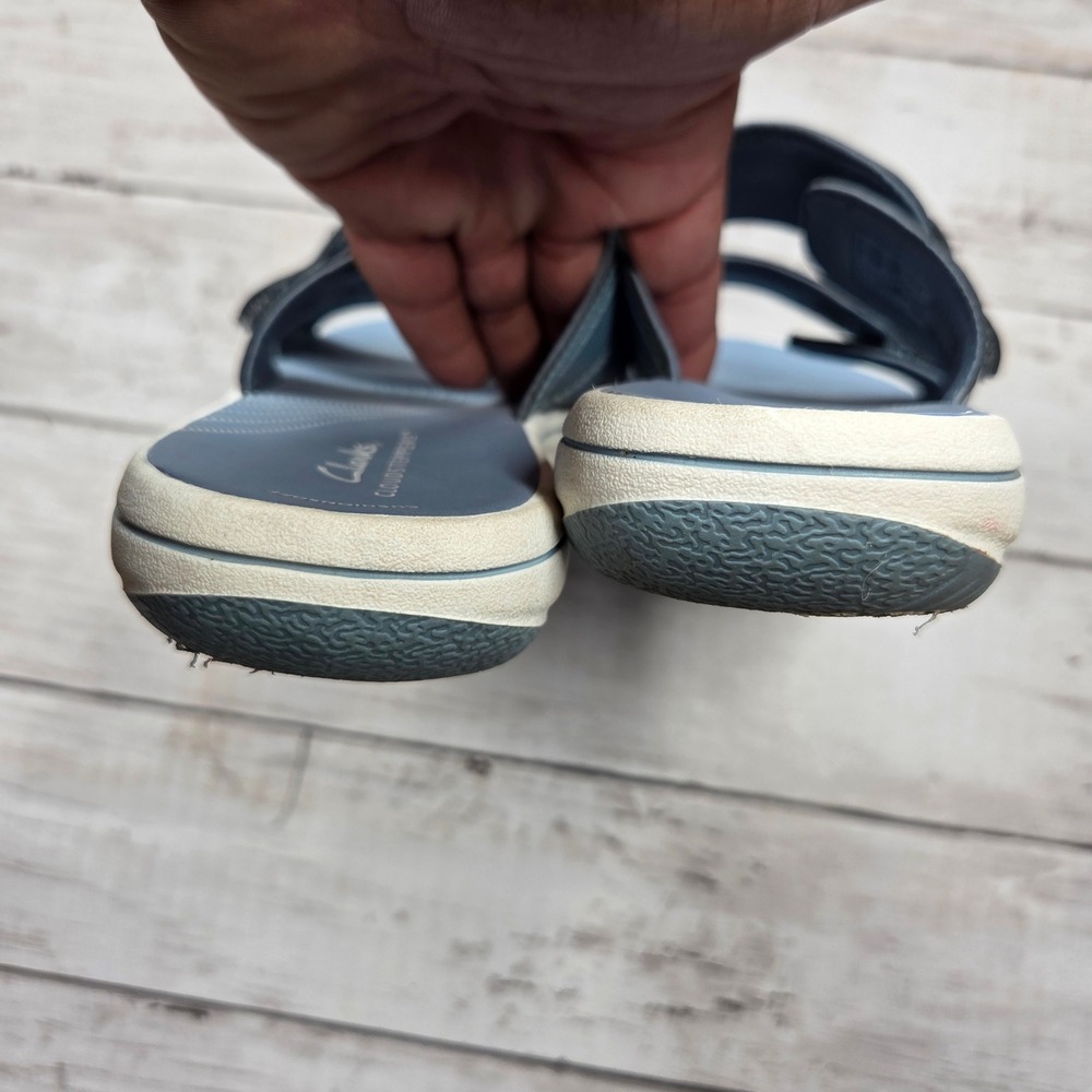 Clarks Cloudsteppers Slide Sandals Womens 6M Blue Cushion Soft Adjustable Straps - Picture 7 of 8